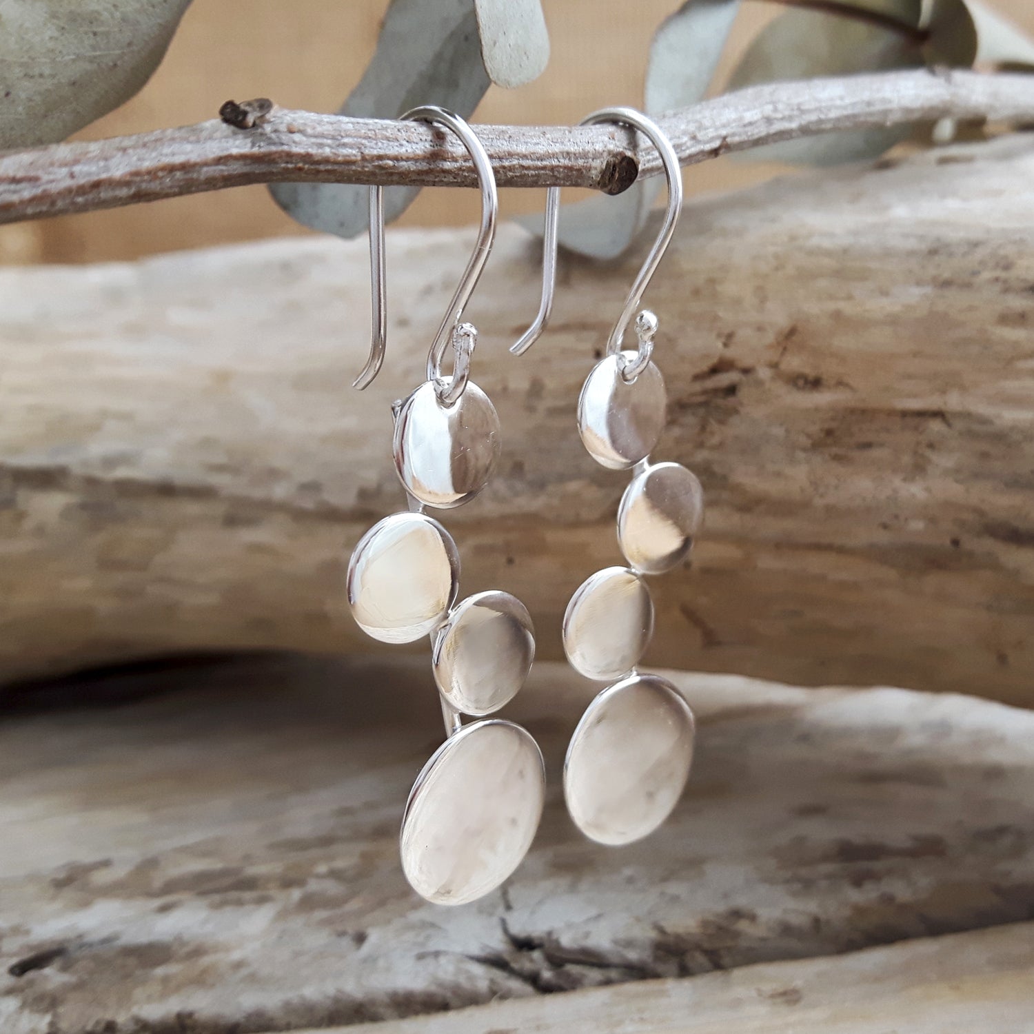 Unity Circles Sterling Silver Drop Earrings