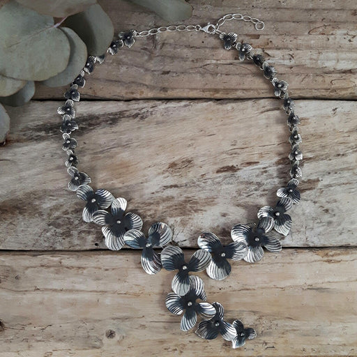 Viola Oxidised 32 Flower Necklace