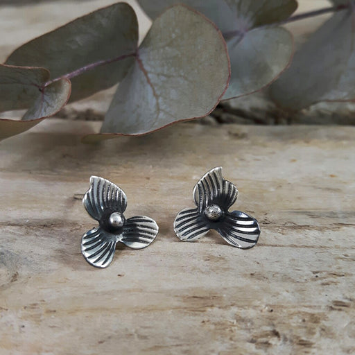 Viola Oxidised Tiny Stud Earrings