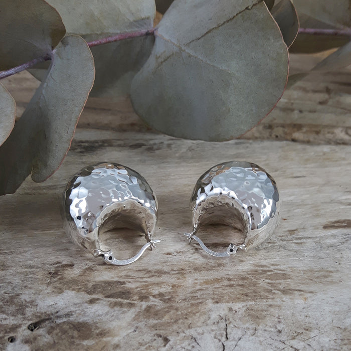 Adore Small Hammered Silver Hoop Earrings