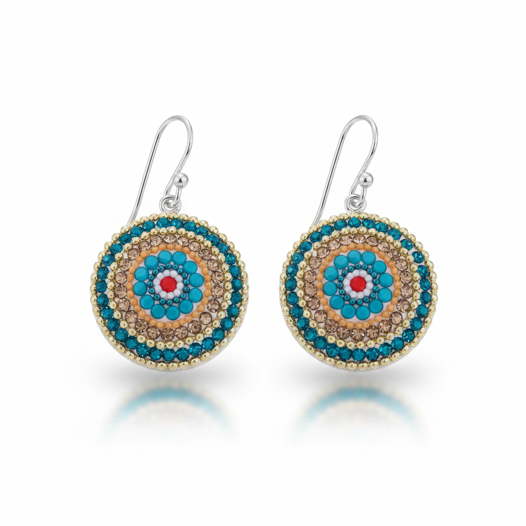 Allegra Bloom Coin Round Drop Earrings