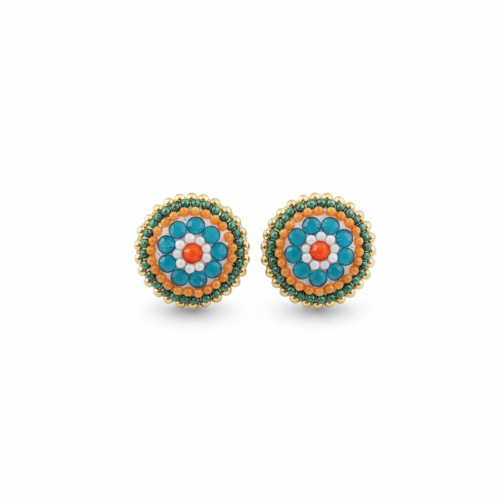 Allegra Bloom Coin Round Stud Earrings