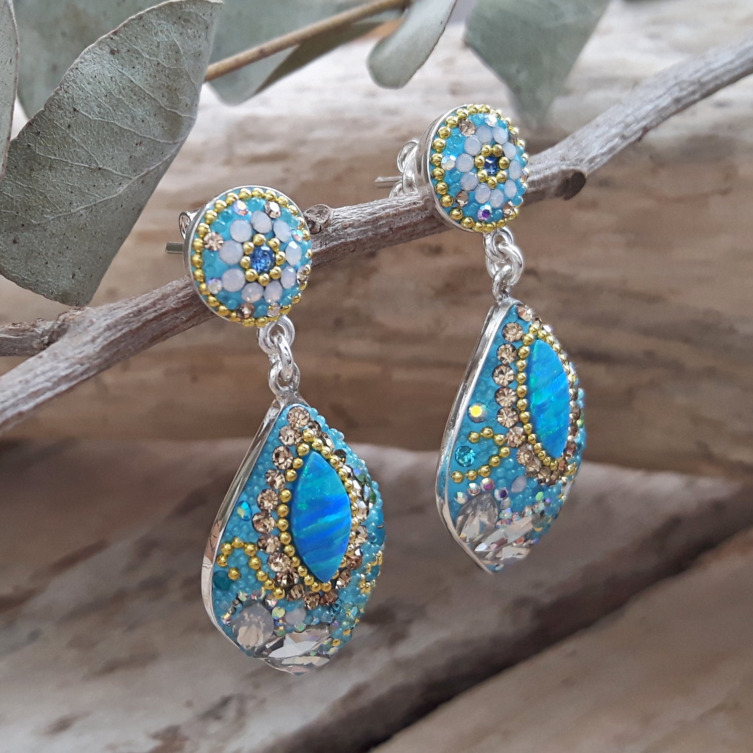 Allegra Double Daisy Dream TQ Drop Earrings