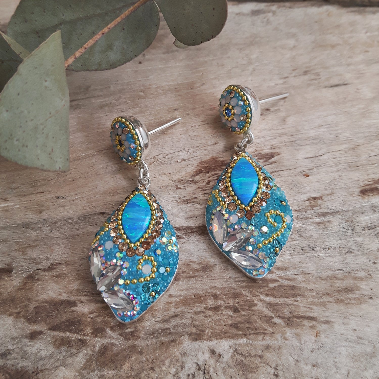 Allegra Double Daisy Dream TQ Drop Earrings
