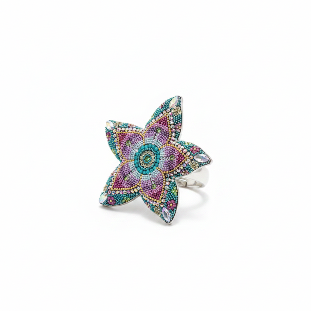Allegra Galactic Flower 4.5cm Adjustable Ring