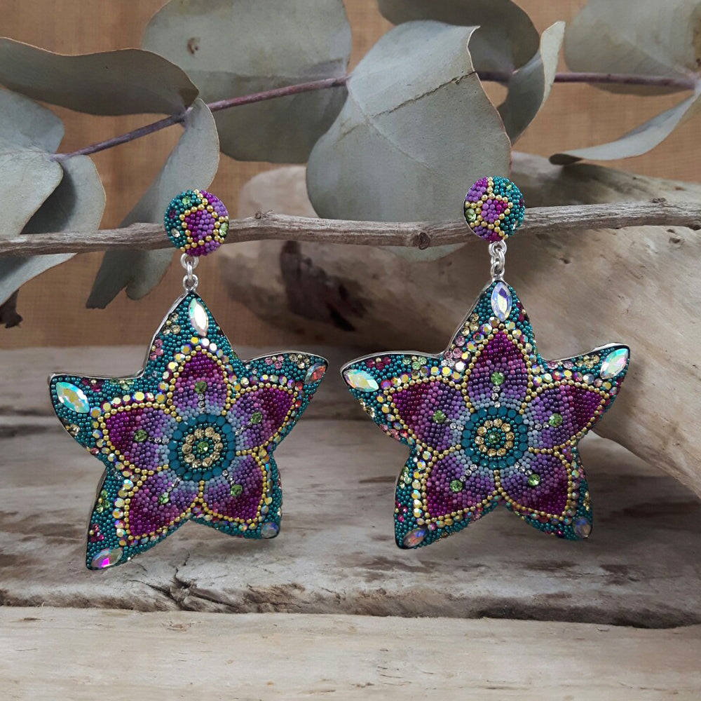 Allegra Galactic Double Flower 4.5cm Stud Earrings