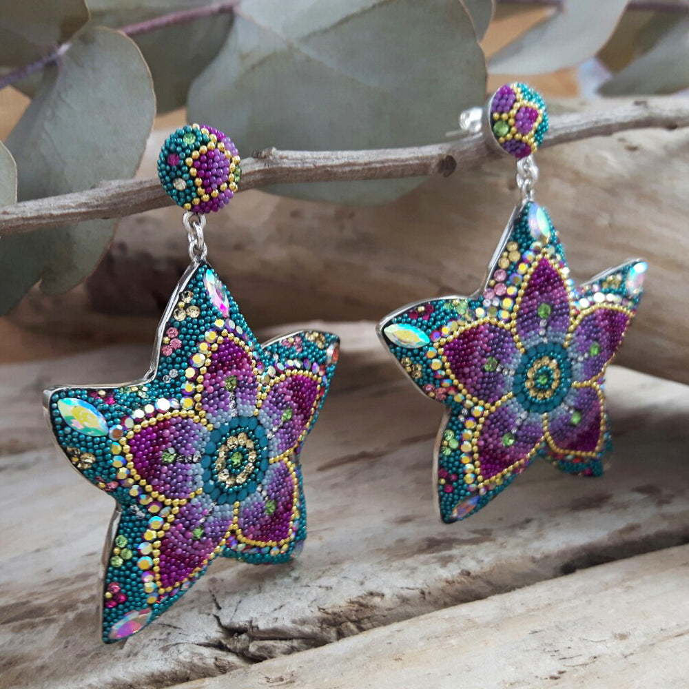 Allegra Galactic Double Flower 4.5cm Stud Earrings