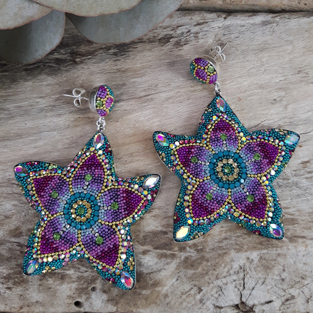 Allegra Galactic Double Flower 4.5cm Stud Earrings