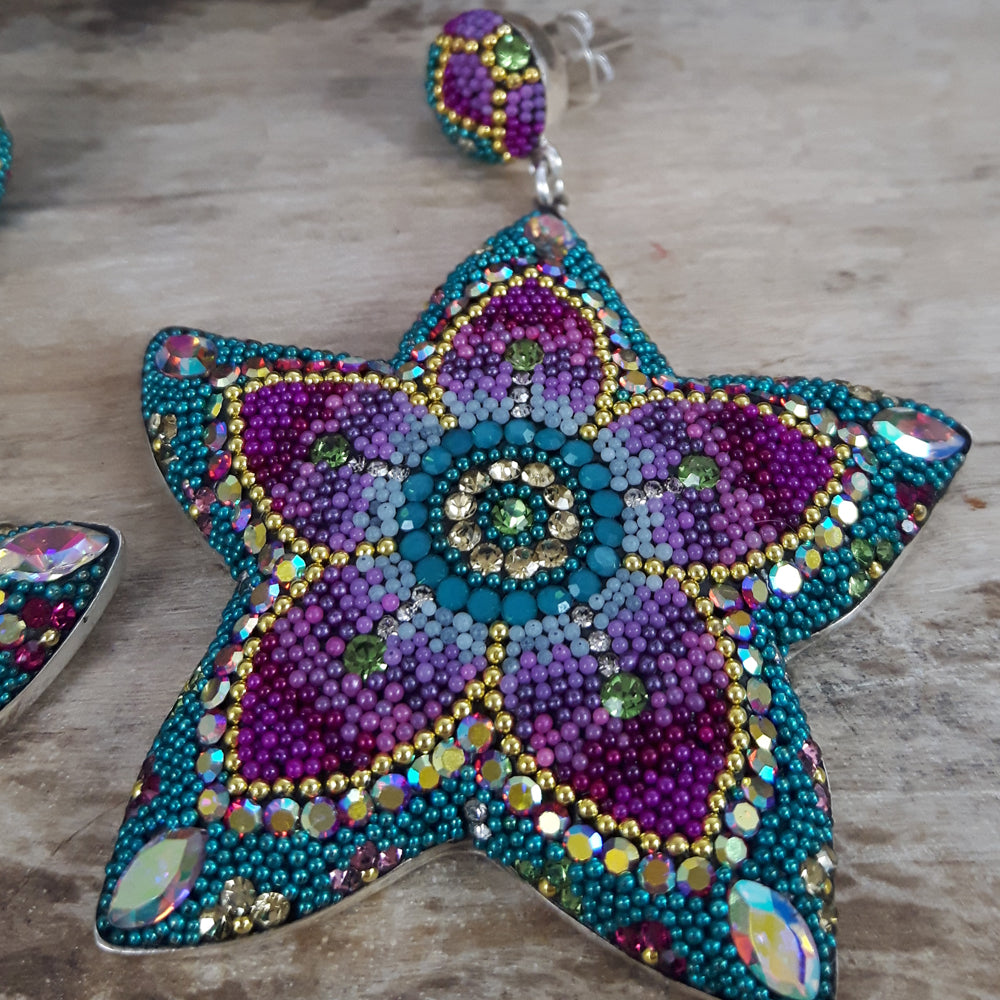 Allegra Galactic Double Flower 4.5cm Stud Earrings