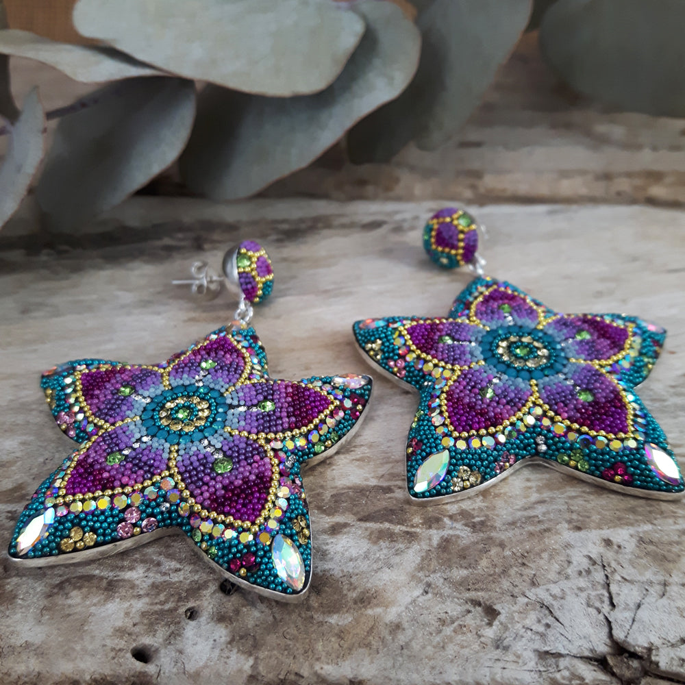 Allegra Galactic Double Flower 4.5cm Stud Earrings
