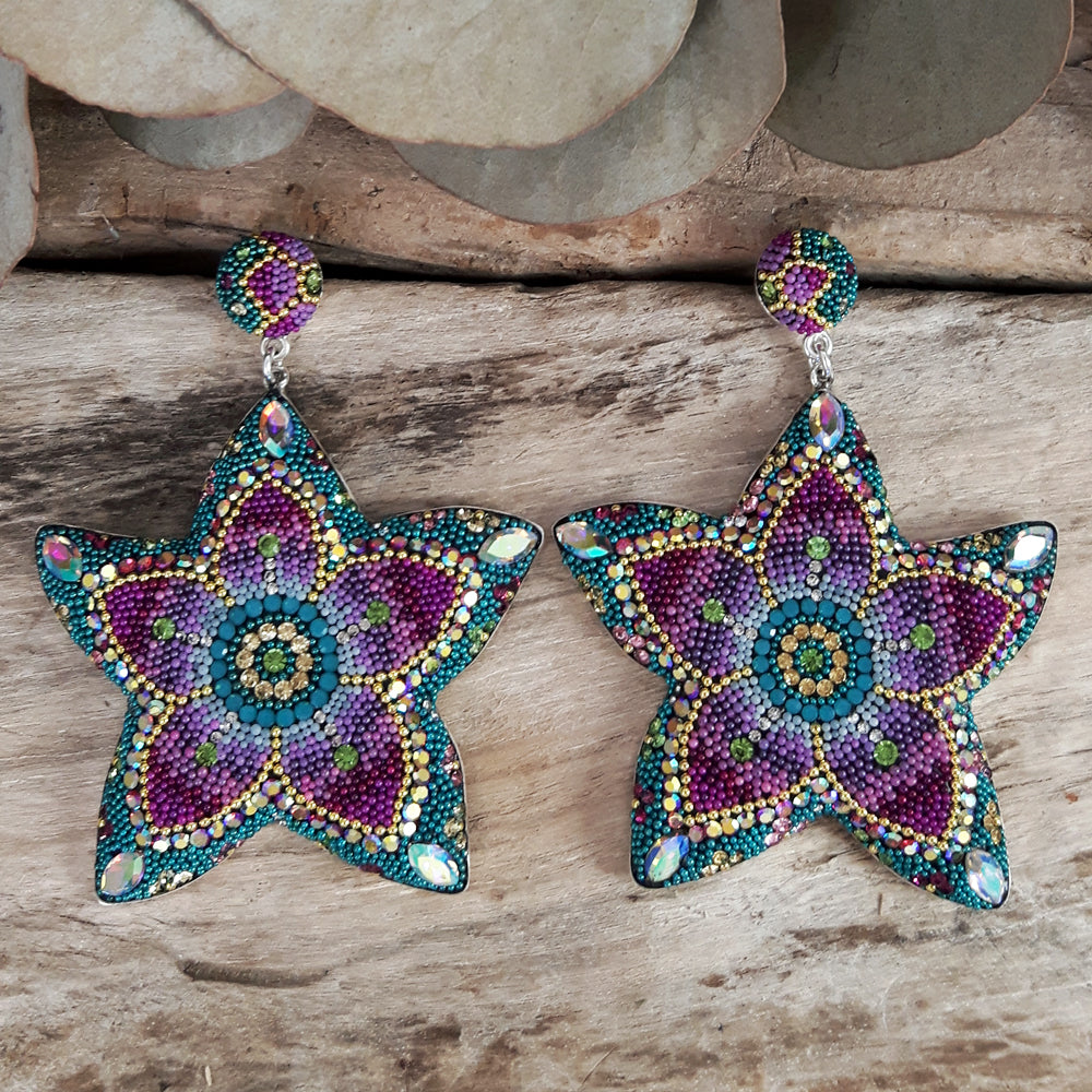 Allegra Galactic Double Flower 4.5cm Stud Earrings