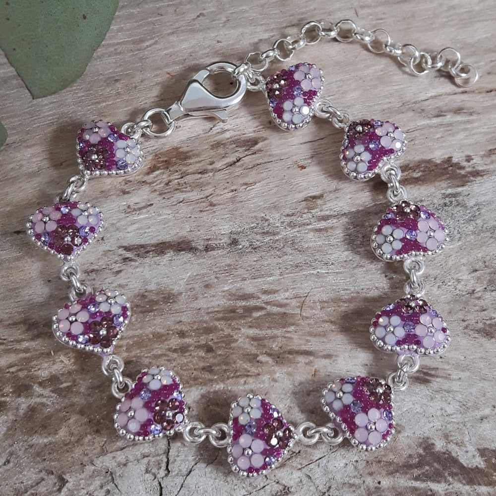 lilac dream heart bracelet sterling silver
