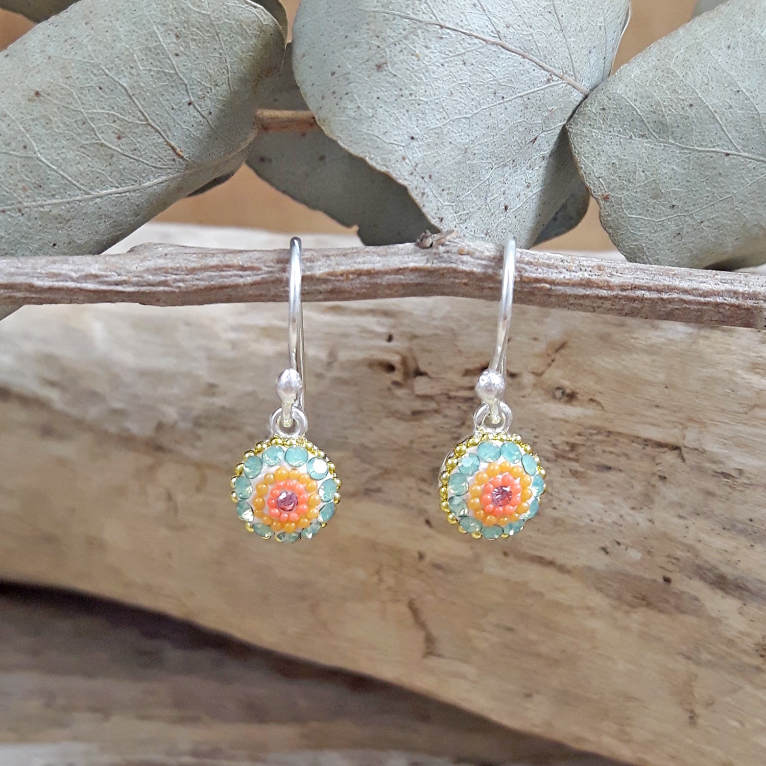 Allegra Hibiscus Bloom Round Drop Earrings