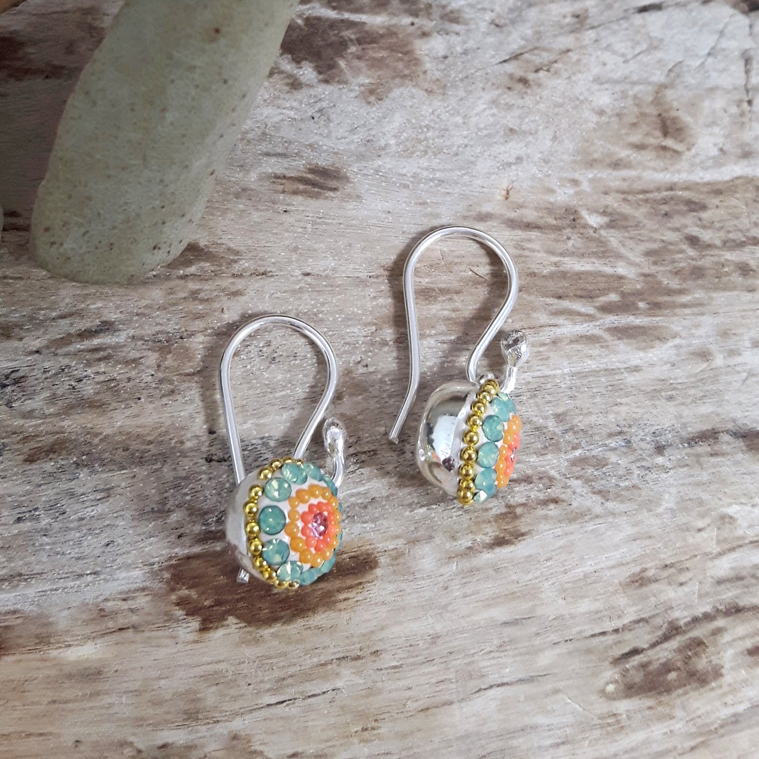 Allegra Hibiscus Bloom Round Drop Earrings