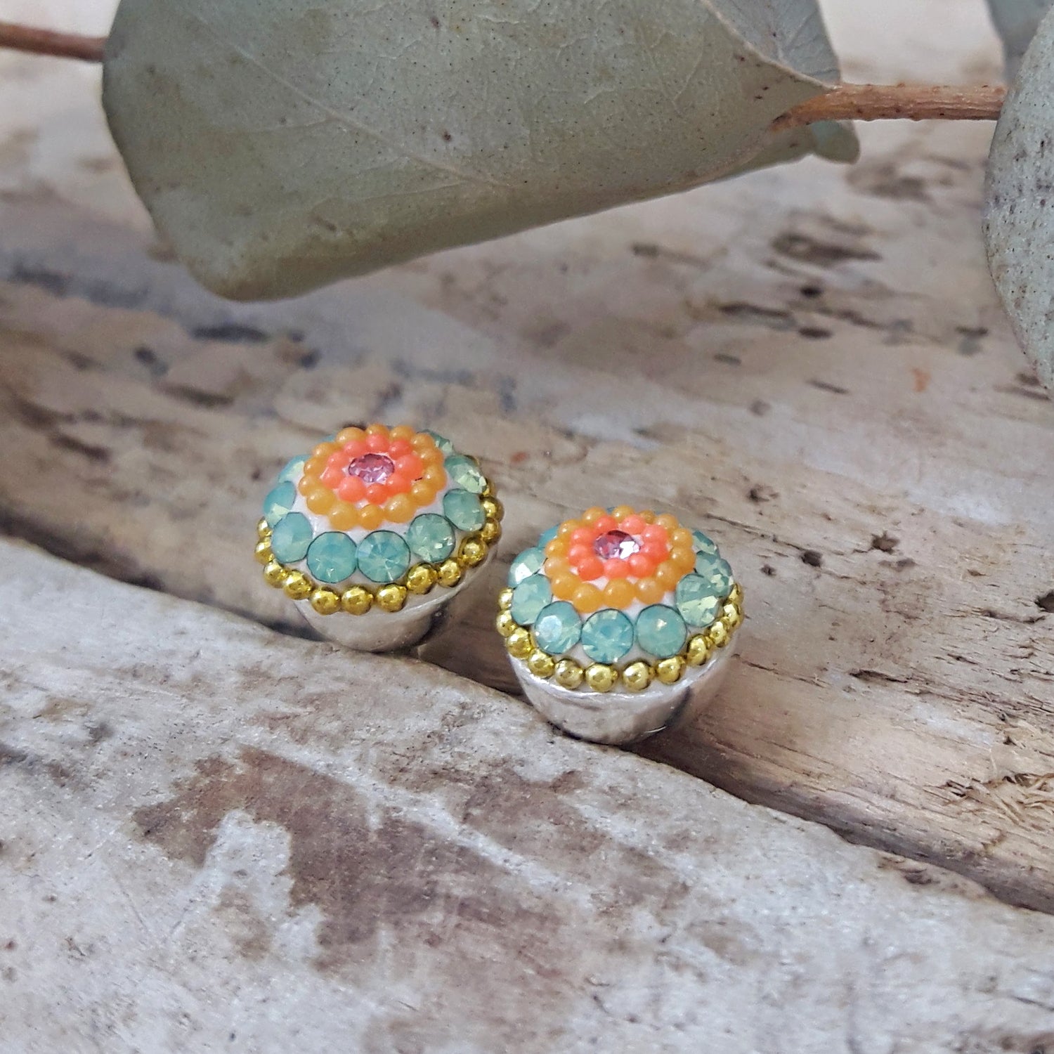 Allegra Hibiscus Bloom Round Stud Earrings