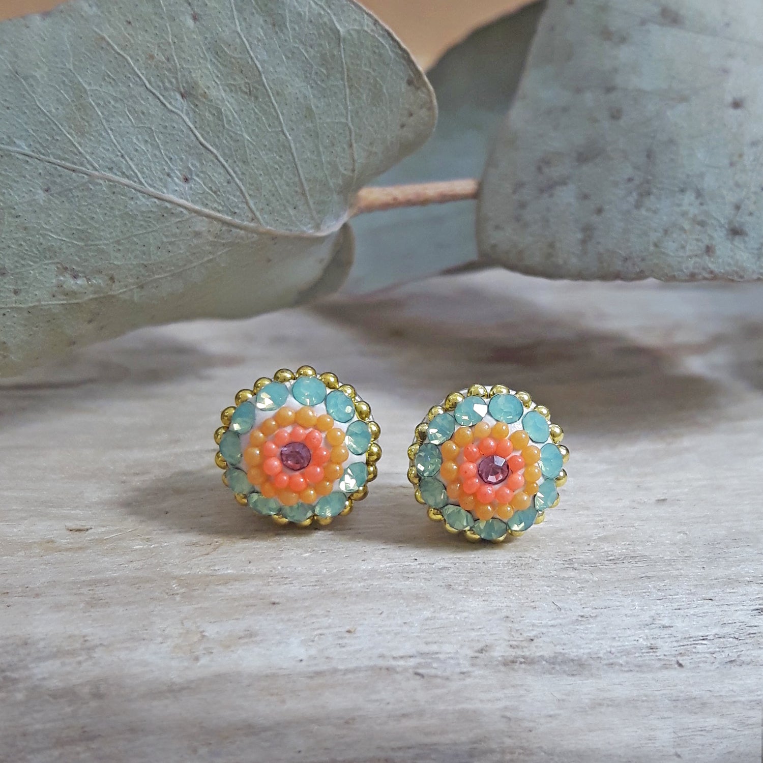 Allegra Hibiscus Bloom Round Stud Earrings