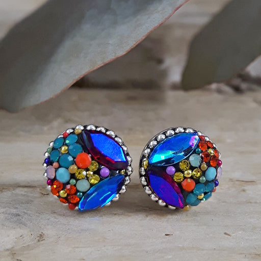 Allegra Rainbow Round Stud Earrings