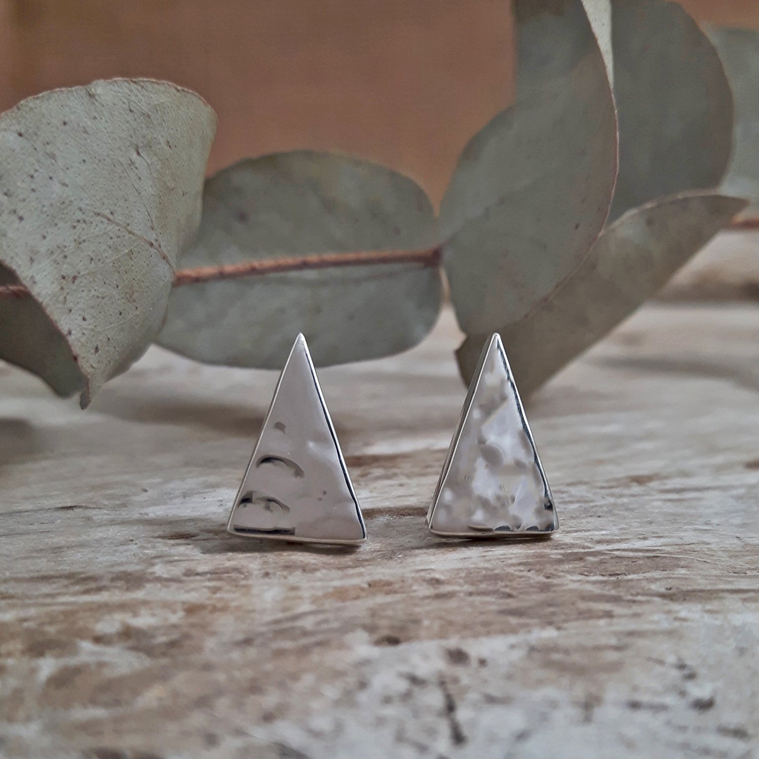 Allure Triangle Hammered Stud Earrings