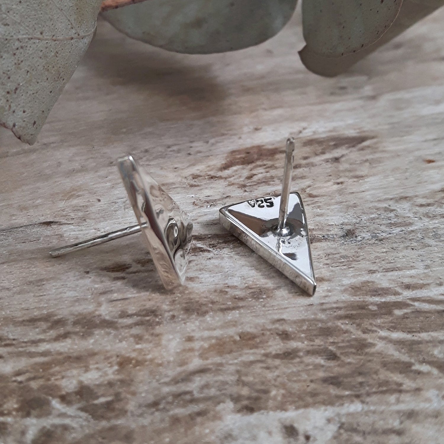 Allure Triangle Hammered Stud Earrings