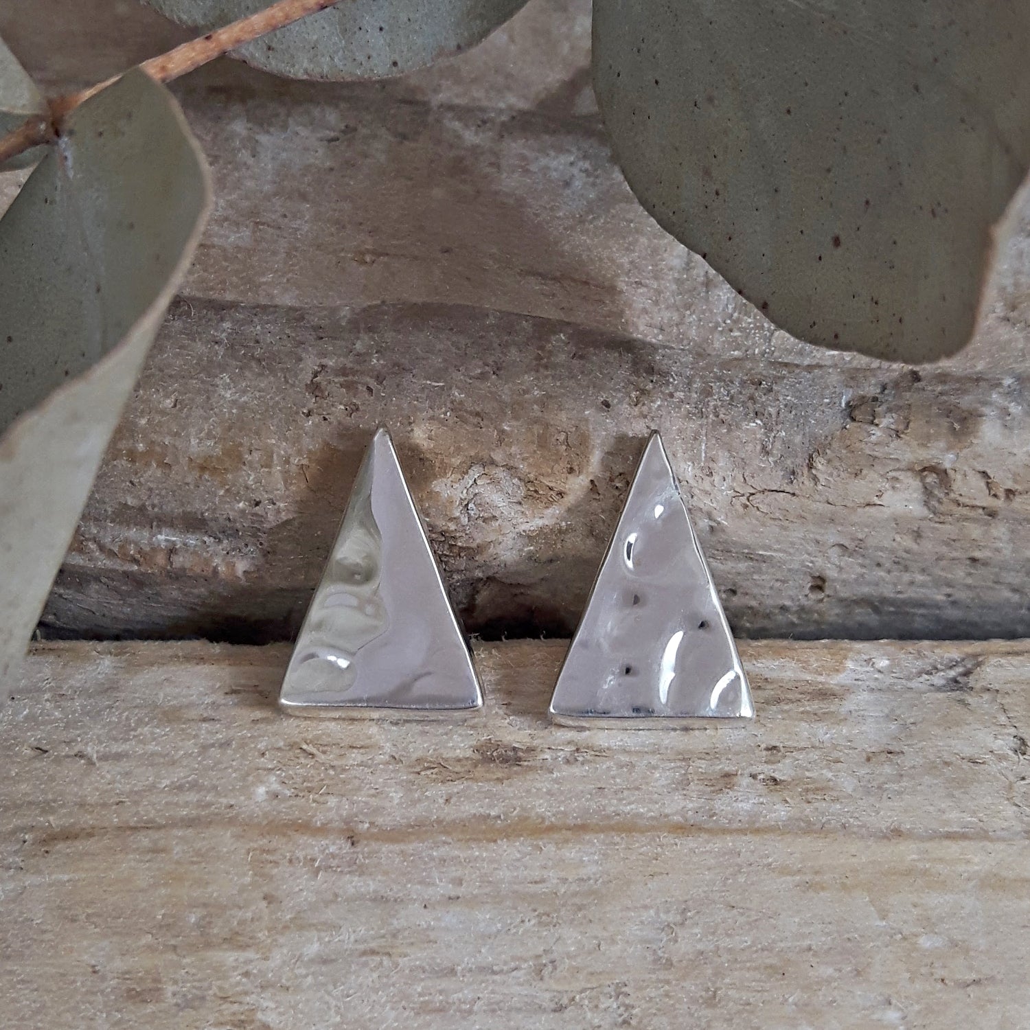 Allure Triangle Hammered Stud Earrings