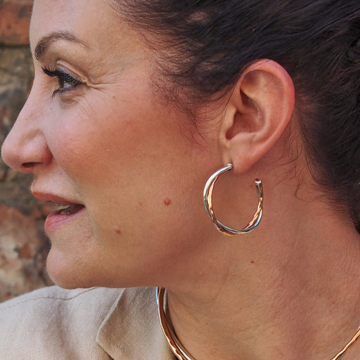 Duo Arista Copper/Silver Hoop Earrings