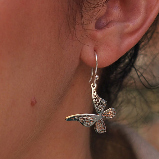 Celtic Butterfly Silver/Copper Drop Earrings