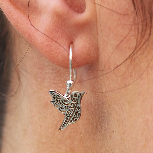 Celtic Dove Silver/Copper Drop Earrings
