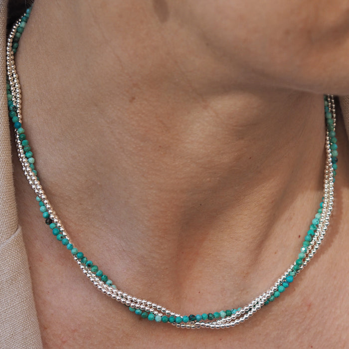 Turquoise Beads Endless Necklace Long Knotted Stone Multi-Strand Layer  Necklaces Handmade Jewelry, turquoise, Turquoise : Amazon.co.uk: Fashion