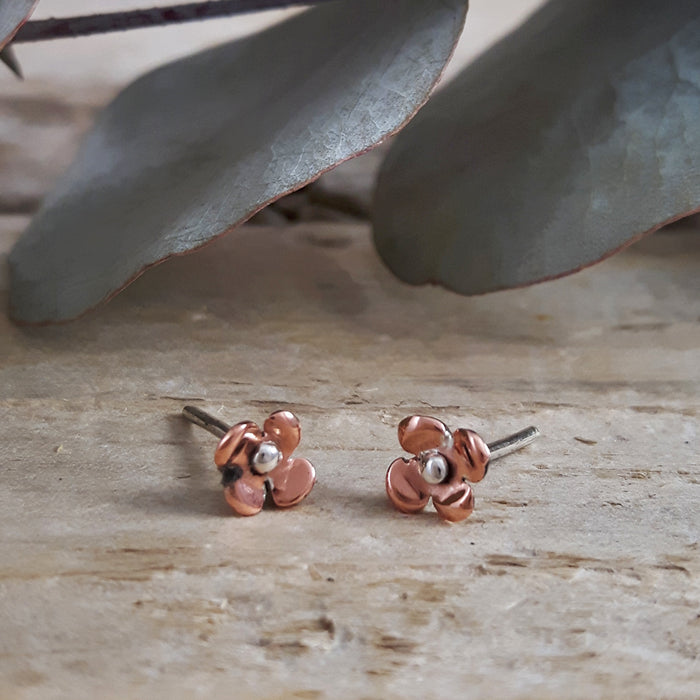 Flora Blossom Copper Flower Stud Earrings