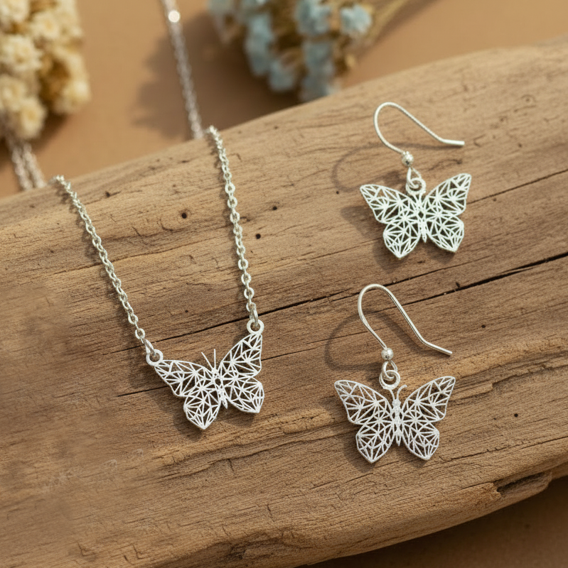Celtic Silver Butterfly Drop Earrings