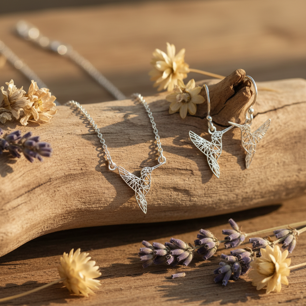 Celtic Silver Hummingbird Set