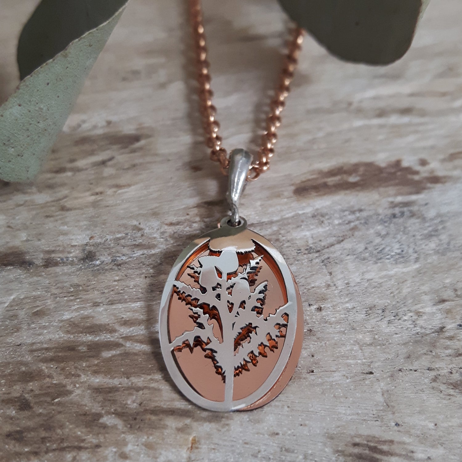 Celtic Thistle Silver/Copper Mini Pendant