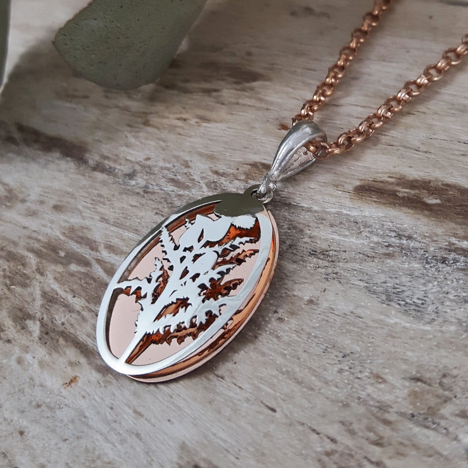 Celtic Thistle Silver/Copper Mini Pendant