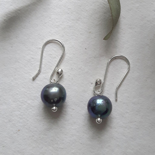 Perfectly Imperfect Classic Small Grey Peacock Pearl Drop Earrings