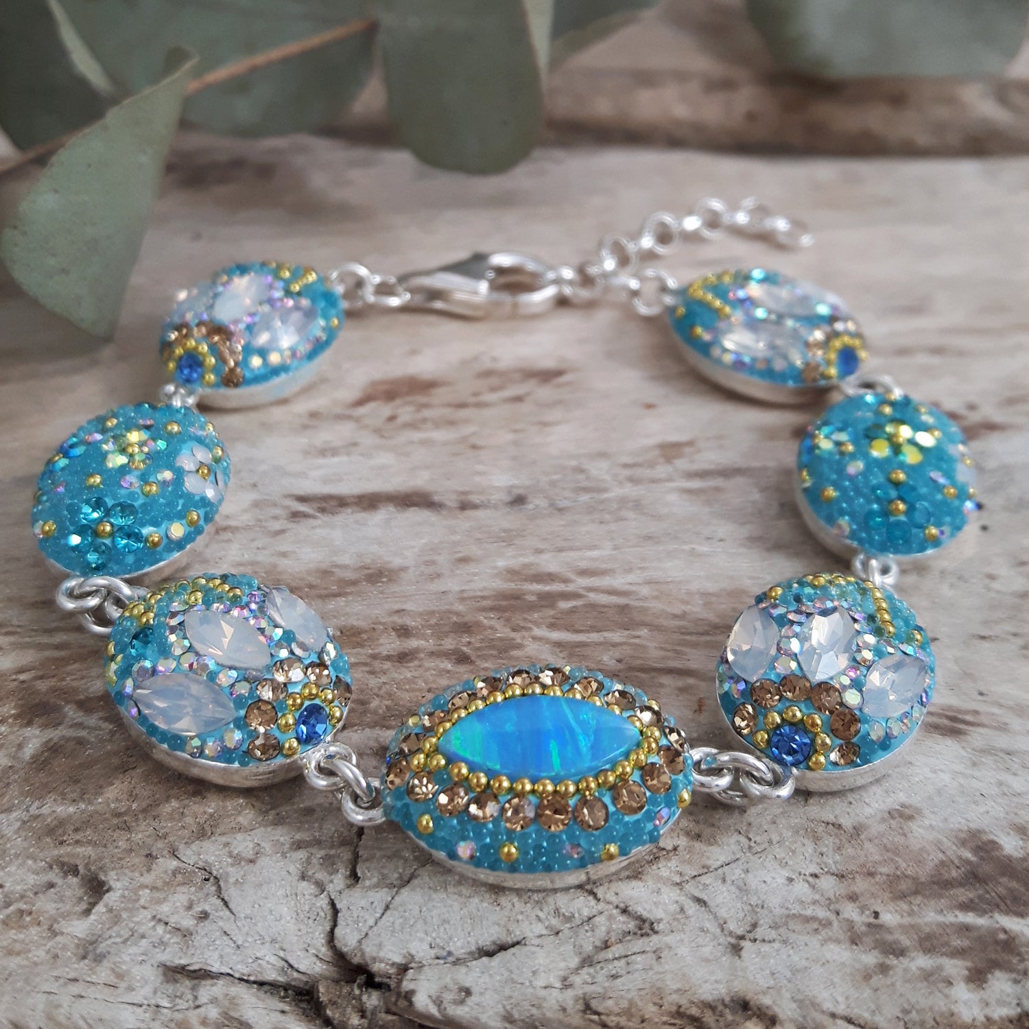 close up opal bracelet crystal detail gift uk