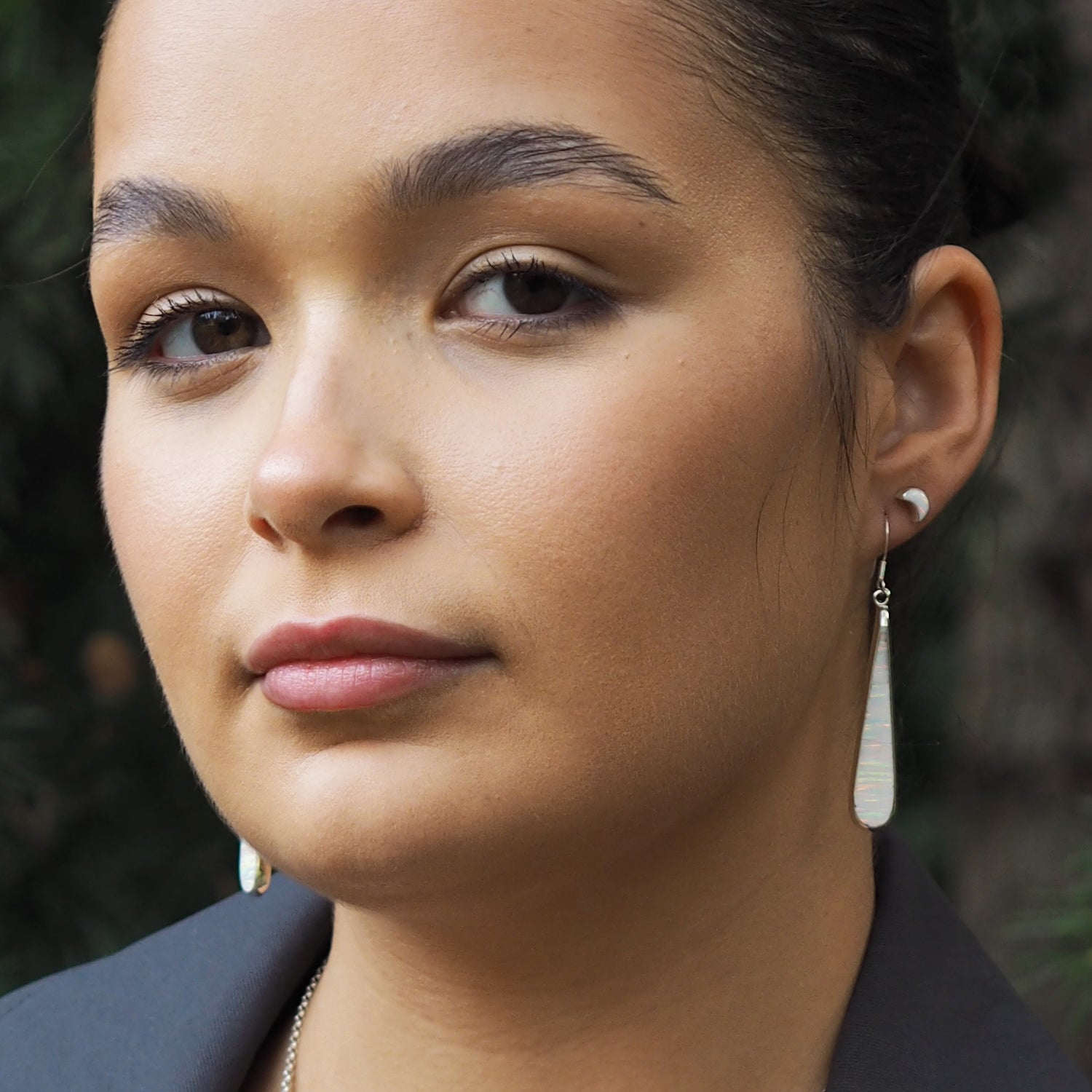 Flinder White Moon Stud Earrings