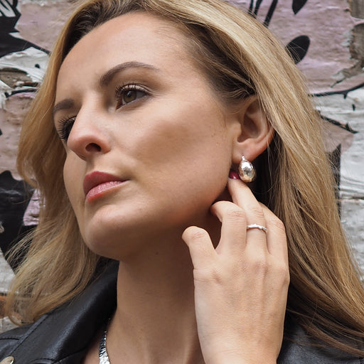 Adore Small Hammered Silver Hoop Earrings