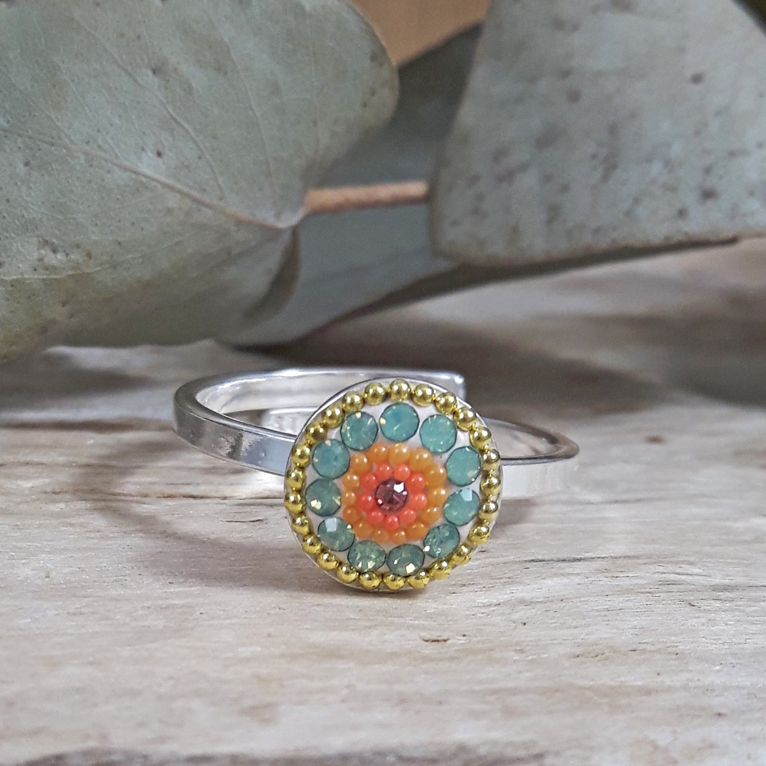 Allegra Hibiscus Bloom Round Adjustable Ring