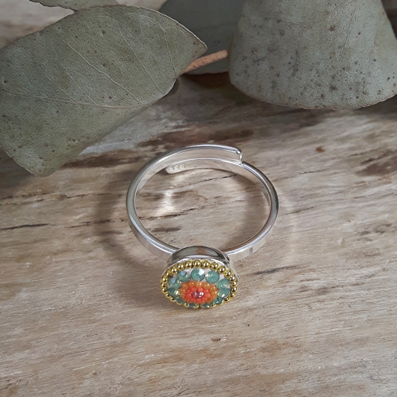 Allegra Hibiscus Bloom Round Adjustable Ring