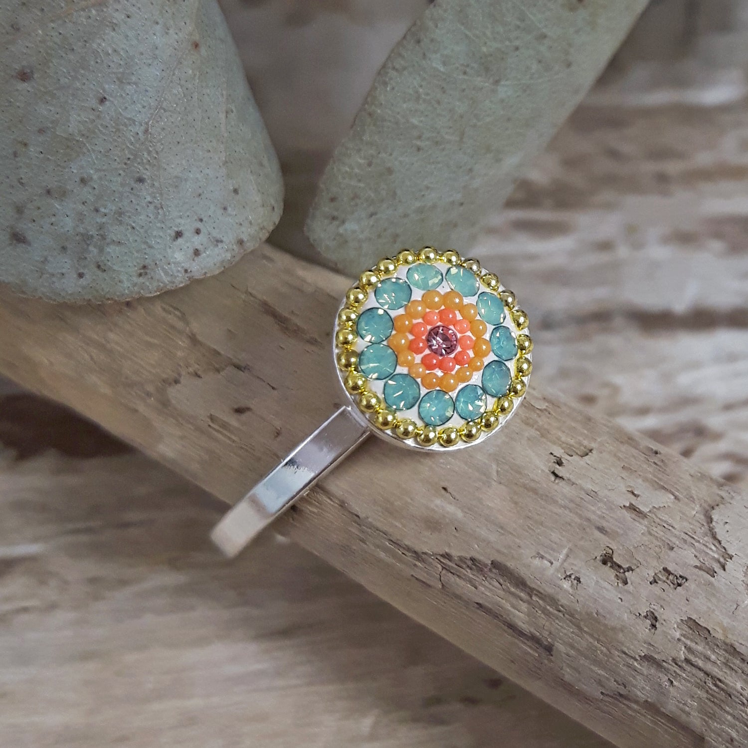 Allegra Hibiscus Bloom Round Adjustable Ring