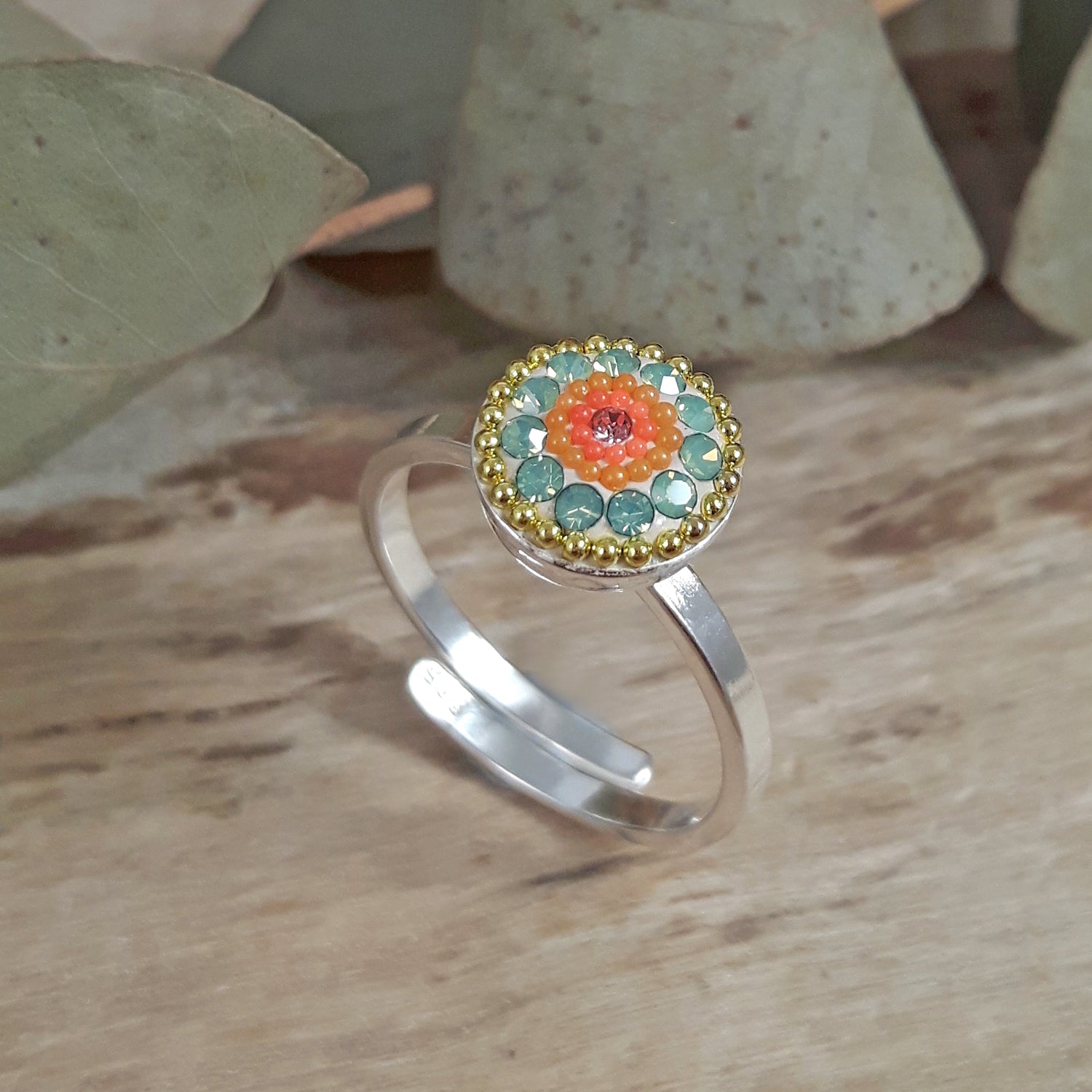 Allegra Hibiscus Bloom Round Adjustable Ring