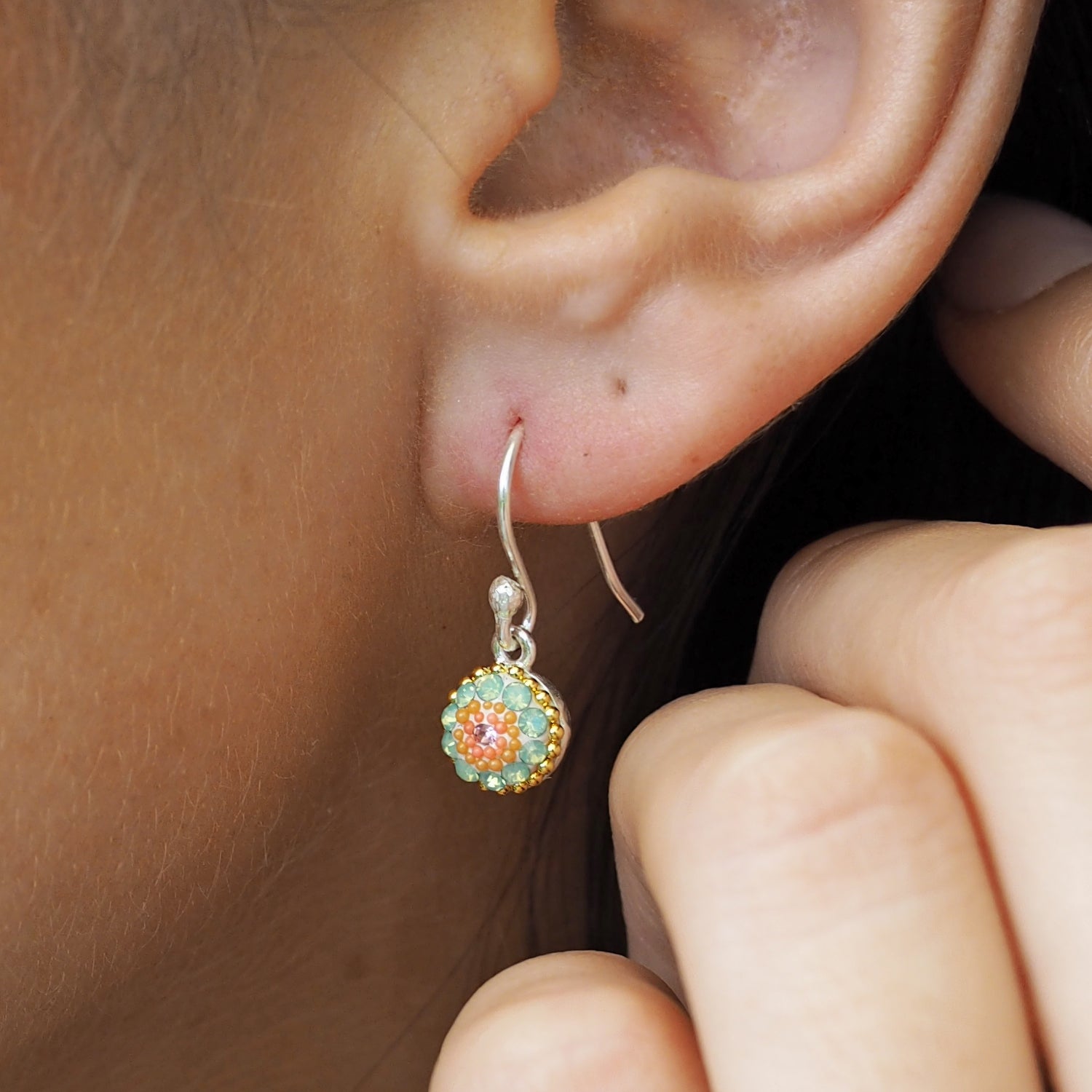 Allegra Hibiscus Bloom Round Drop Earrings