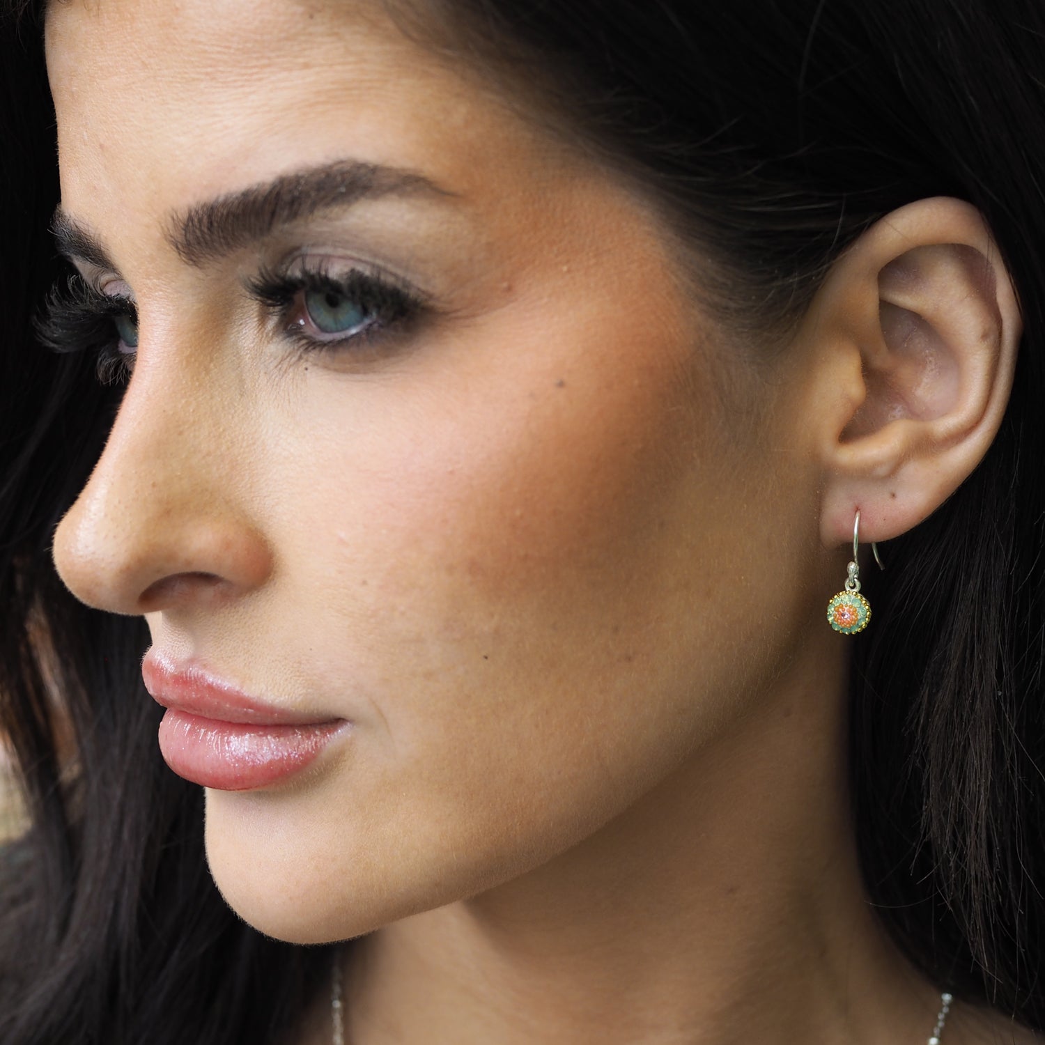 Allegra Hibiscus Bloom Round Drop Earrings