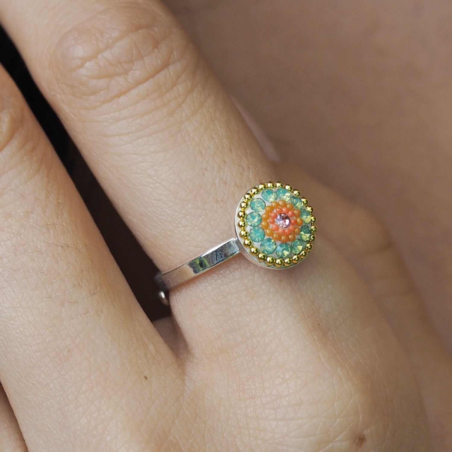 Allegra Hibiscus Bloom Round Adjustable Ring