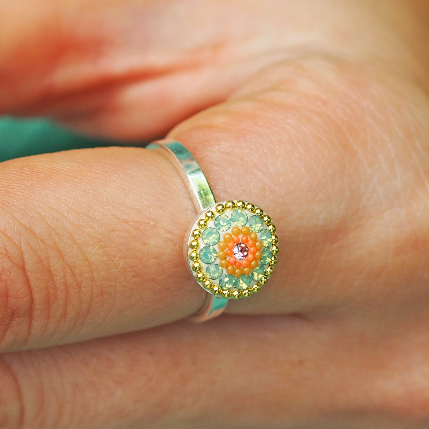 Allegra Hibiscus Bloom Round Adjustable Ring
