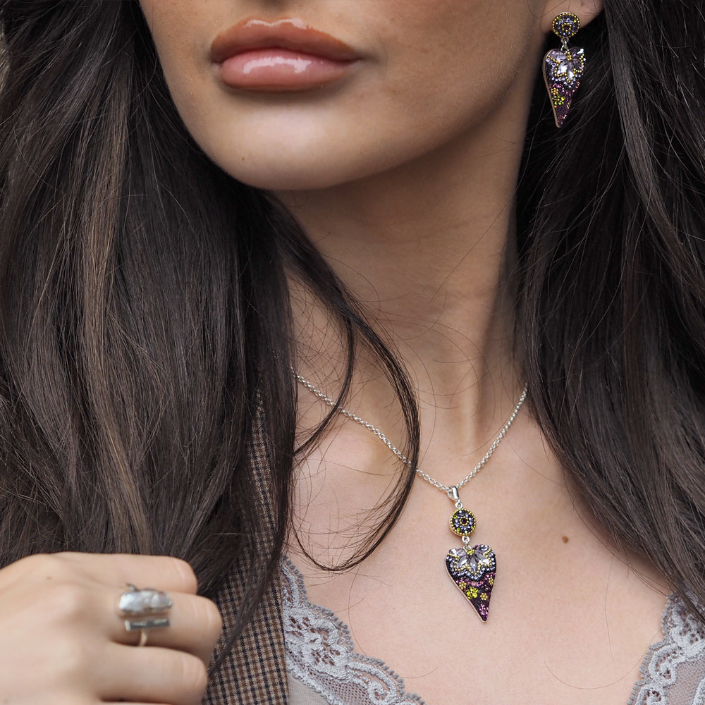 Allegra Tanzanite Dream Heart Double Drop Earrings