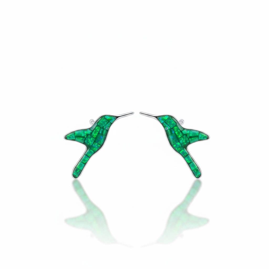 Flinder Hummingbird Green Stud Earrings