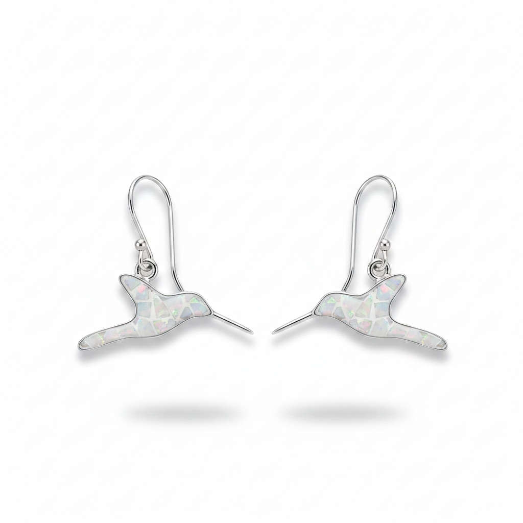 Flinder Hummingbird White Drop Earrings