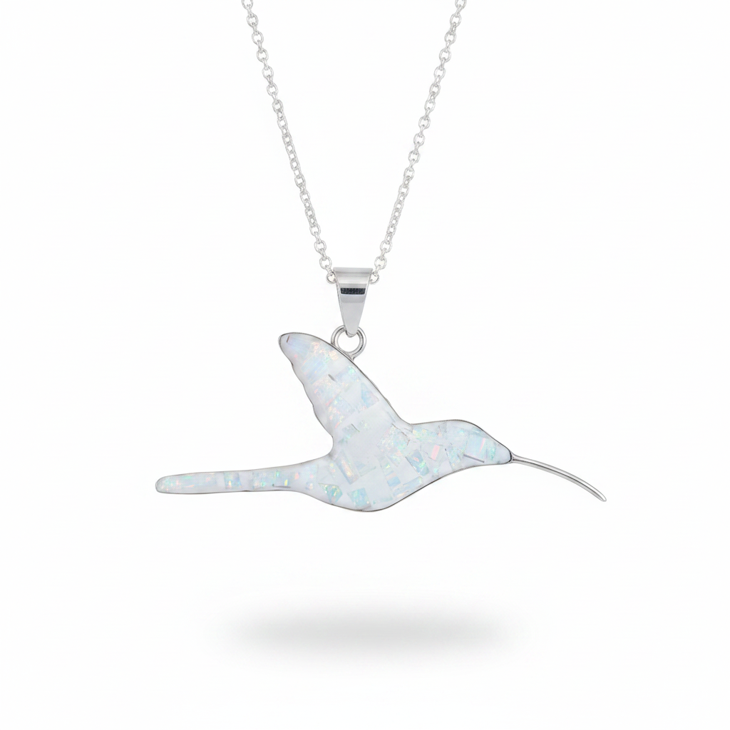 Flinder White Hummingbird Pendant