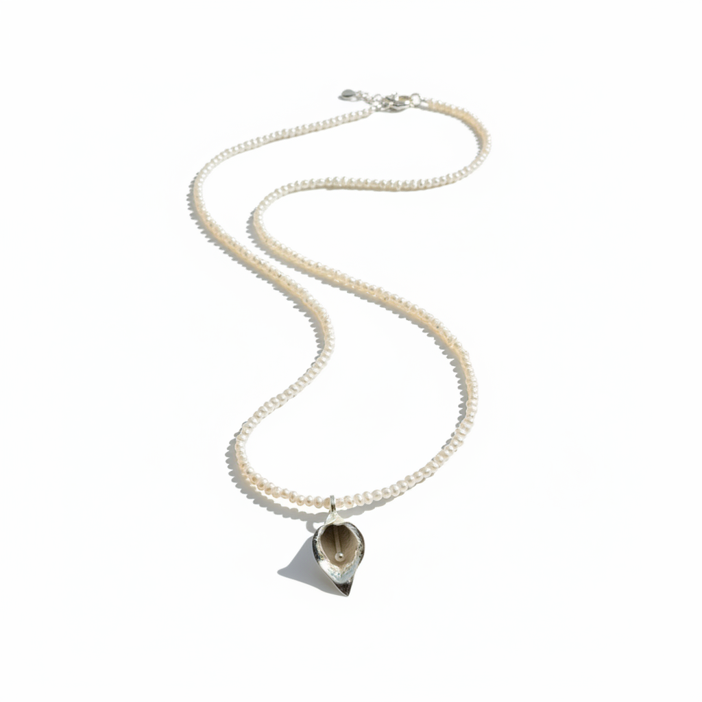 Foresta Calla Lily & Pearl Necklace